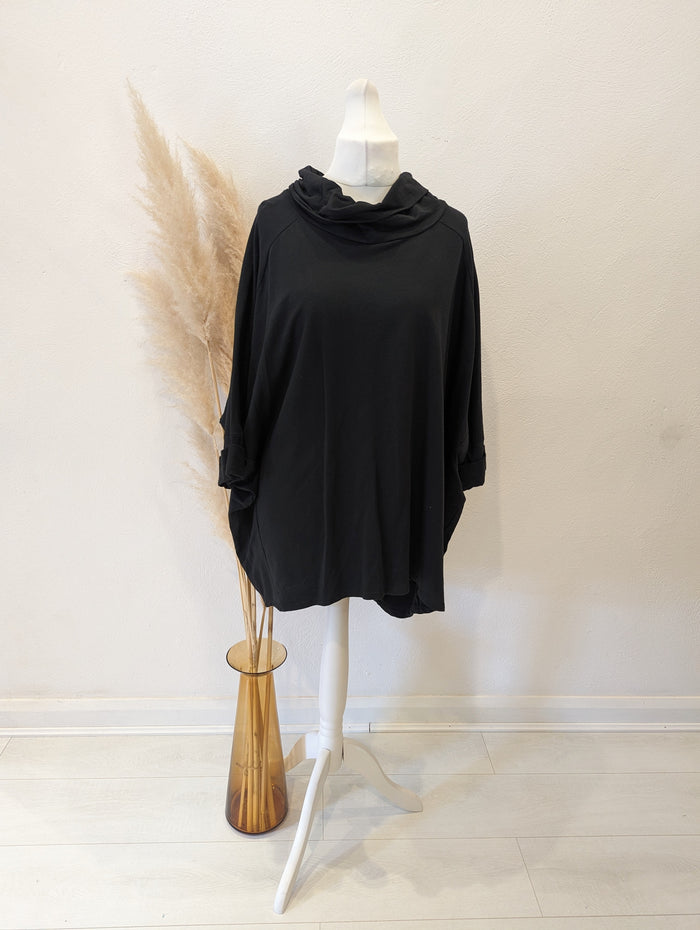 Black Callie Roll neck top