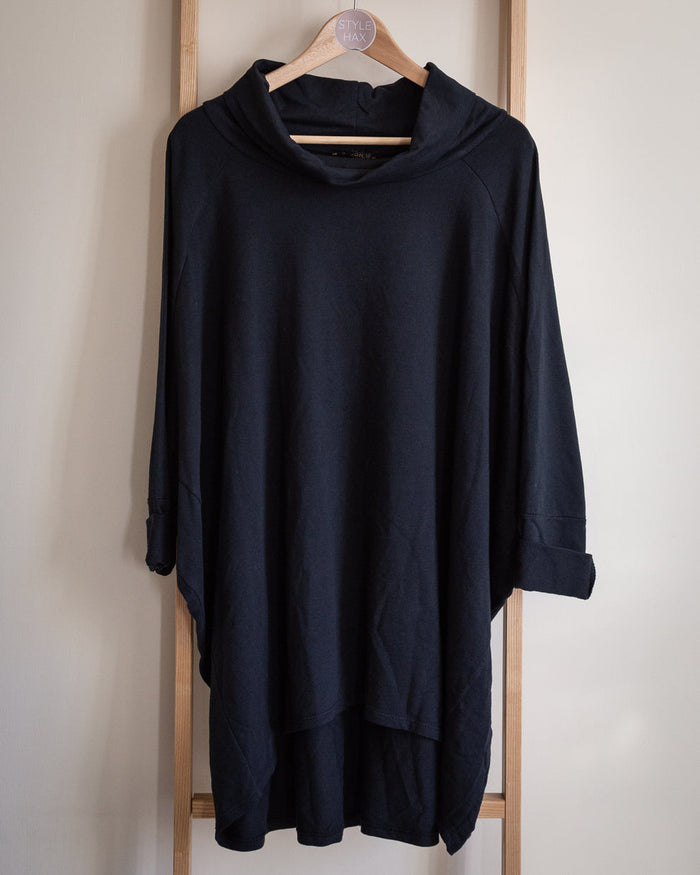 Black Callie Roll neck top