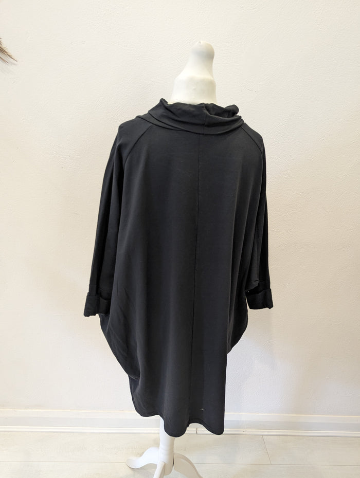 Black Callie Roll neck top