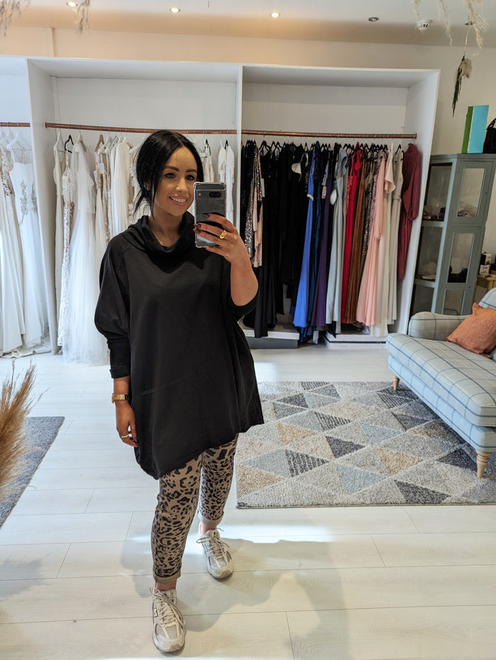 Black Callie Roll neck top