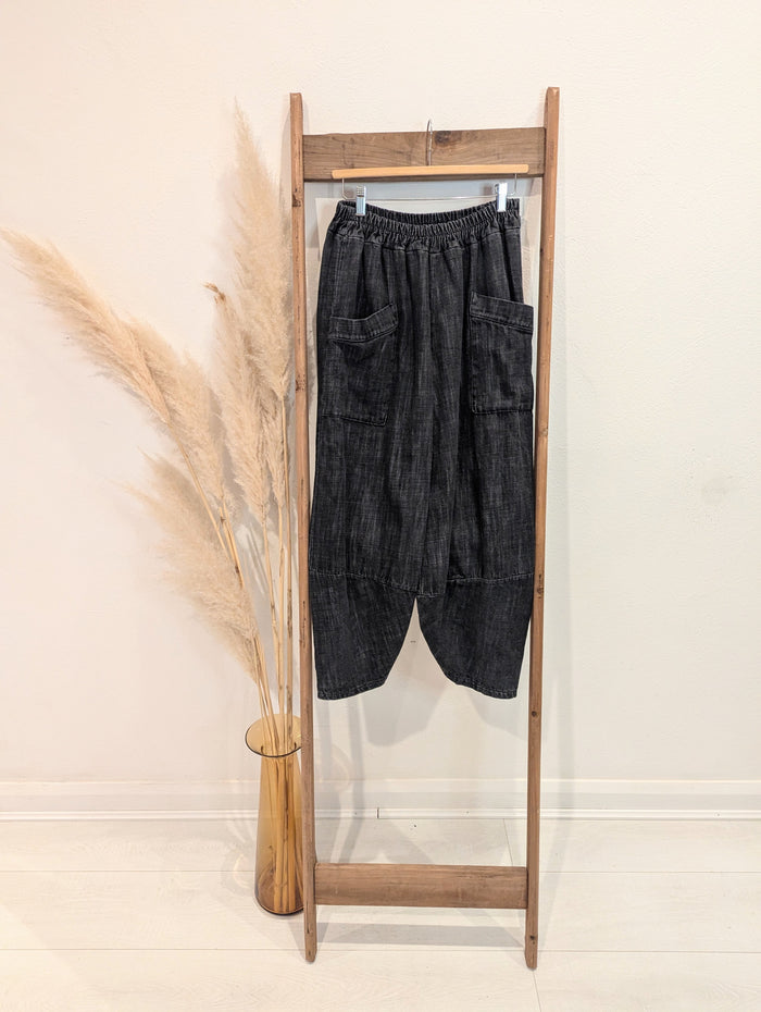 Black Denim Heavy Pants