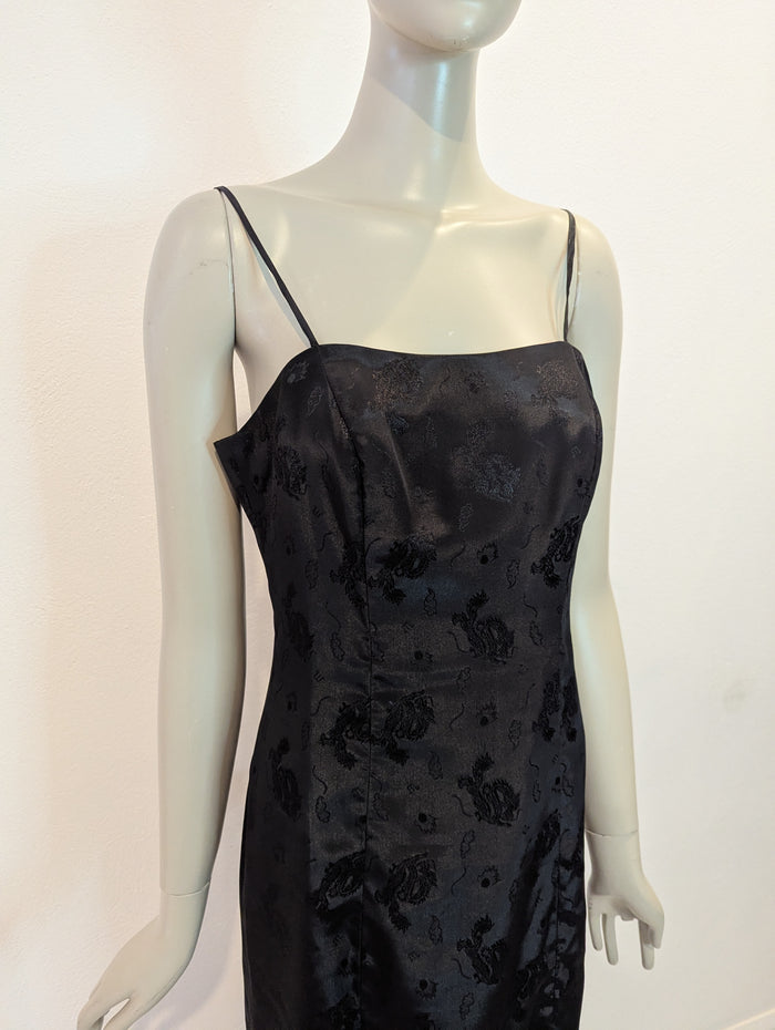 Black oriental print dress & shawl 10