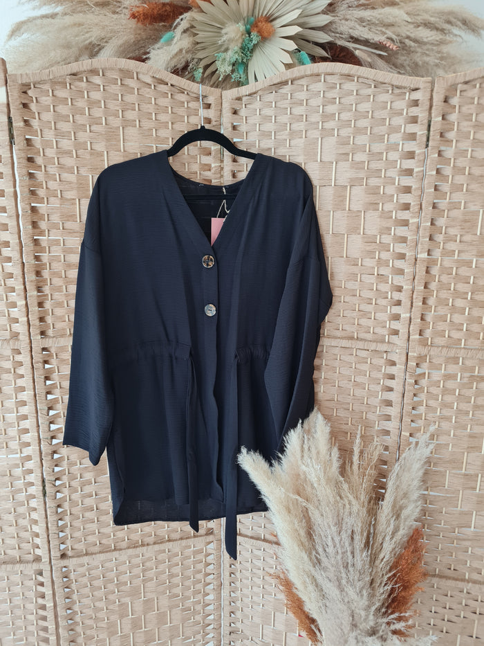 Black pulled waist top M/L
