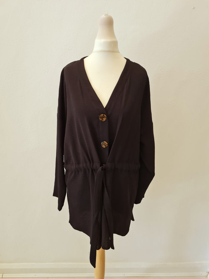 Black pulled waist top M/L