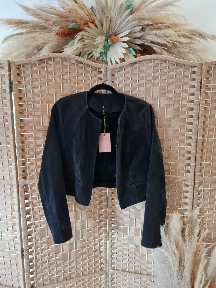 Black suede Cropped Jacket sm