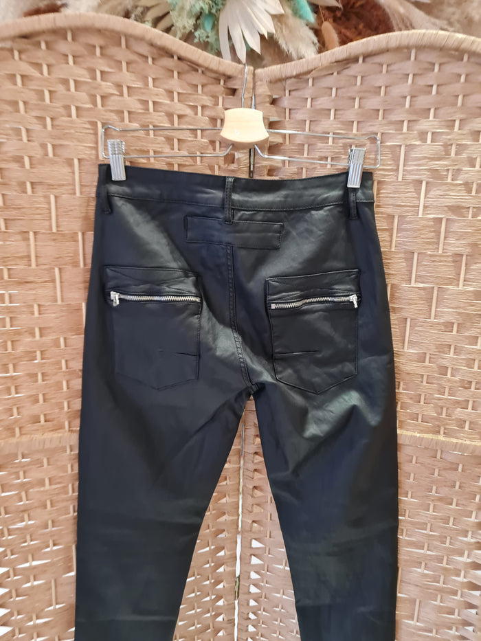 Black Waxed Leggings S