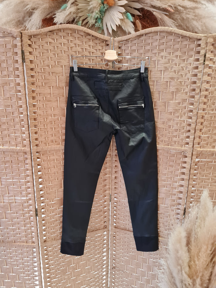 Black Waxed Leggings S