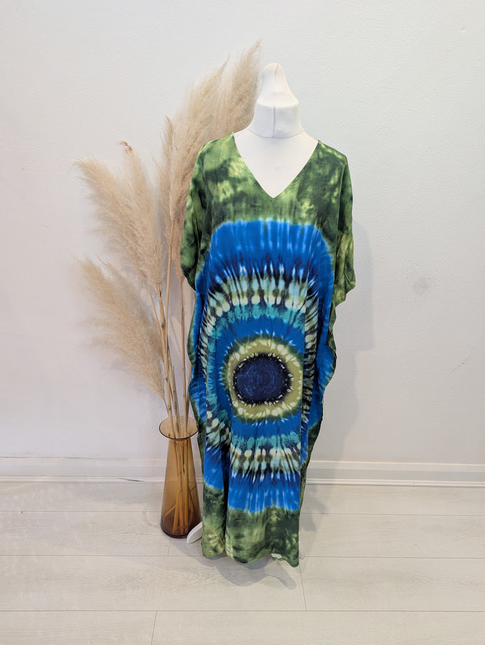 Blue Green Tie Dye Sundress
