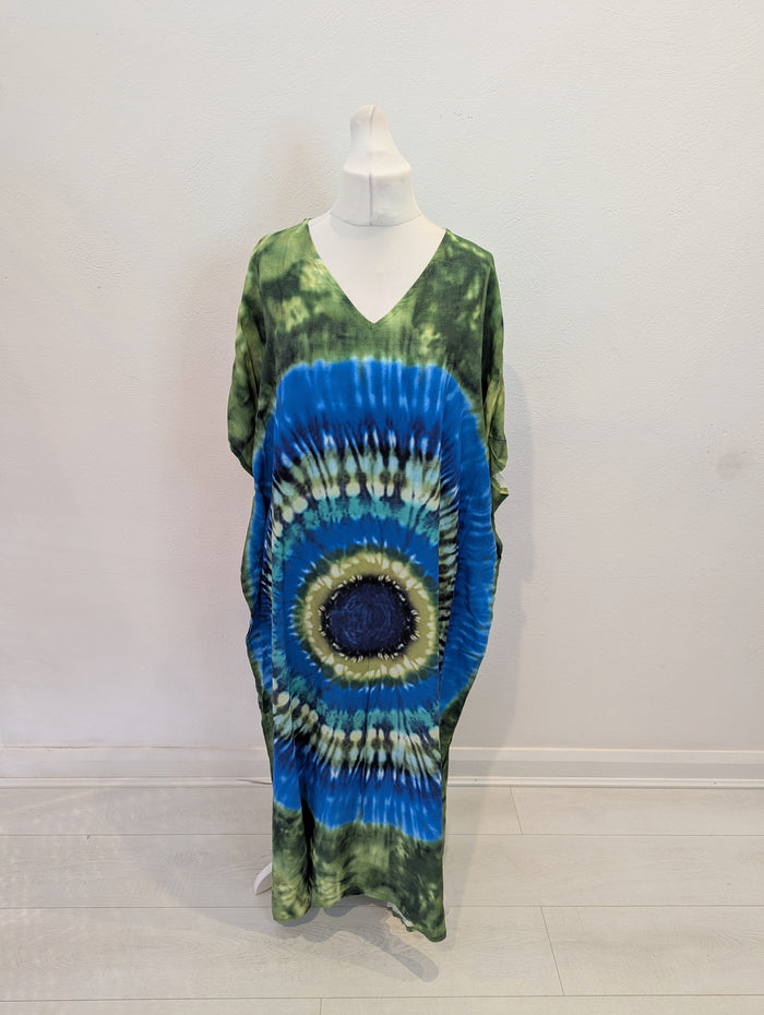 Blue Green Tie Dye Sundress