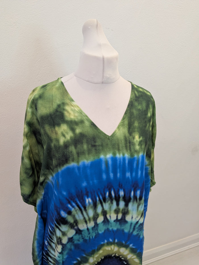 Blue Green Tie Dye Sundress