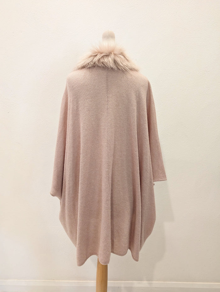 Blush Fur Trim Wrap