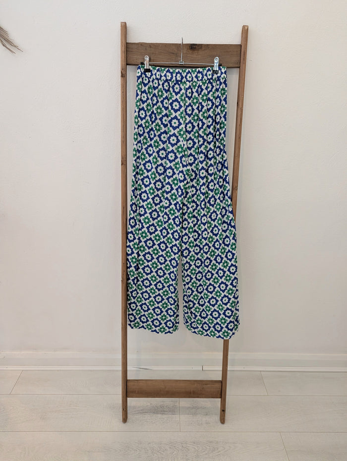 Boden Blue Floral Trousers 10