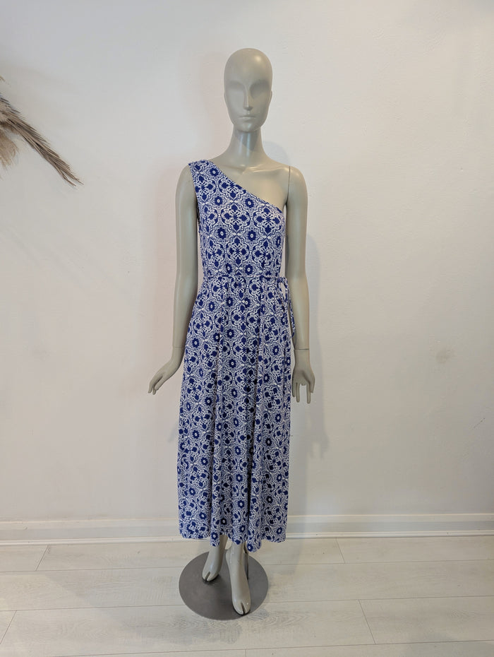 Boden blue off shoulder dress 10