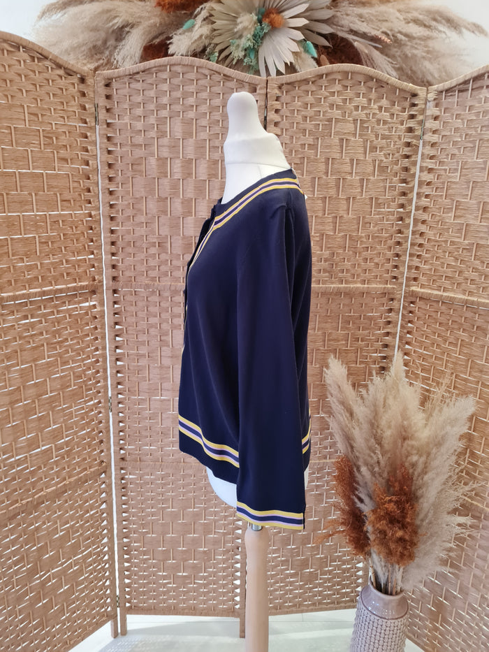 Boden Navy Pink/yellow trim Cardigan 14