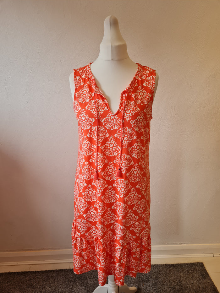 Boden orange/white sundress 14L