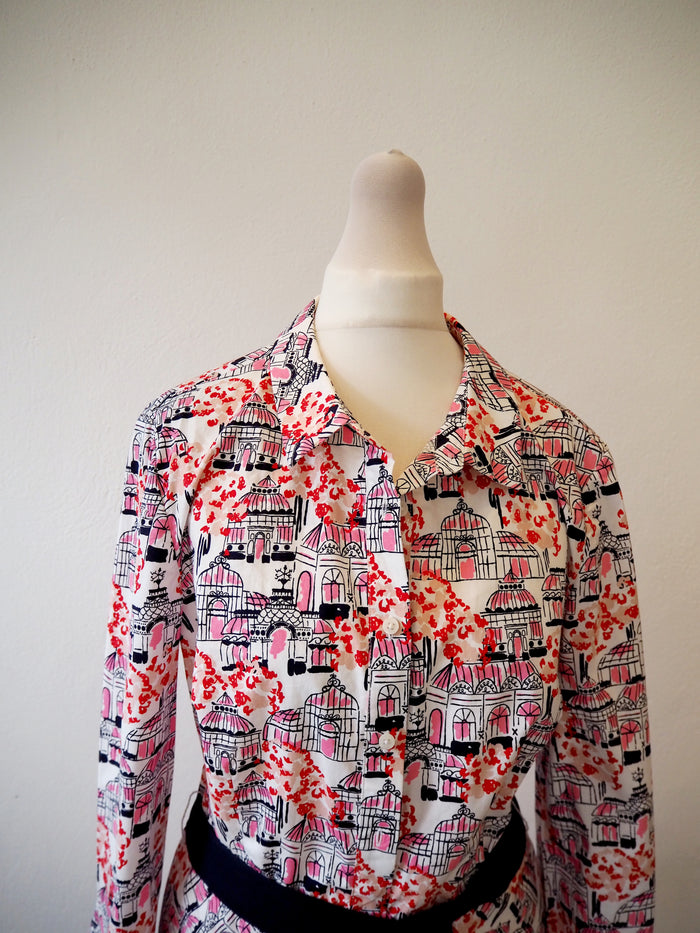 Boden Pink Print Belted Dress Size 10