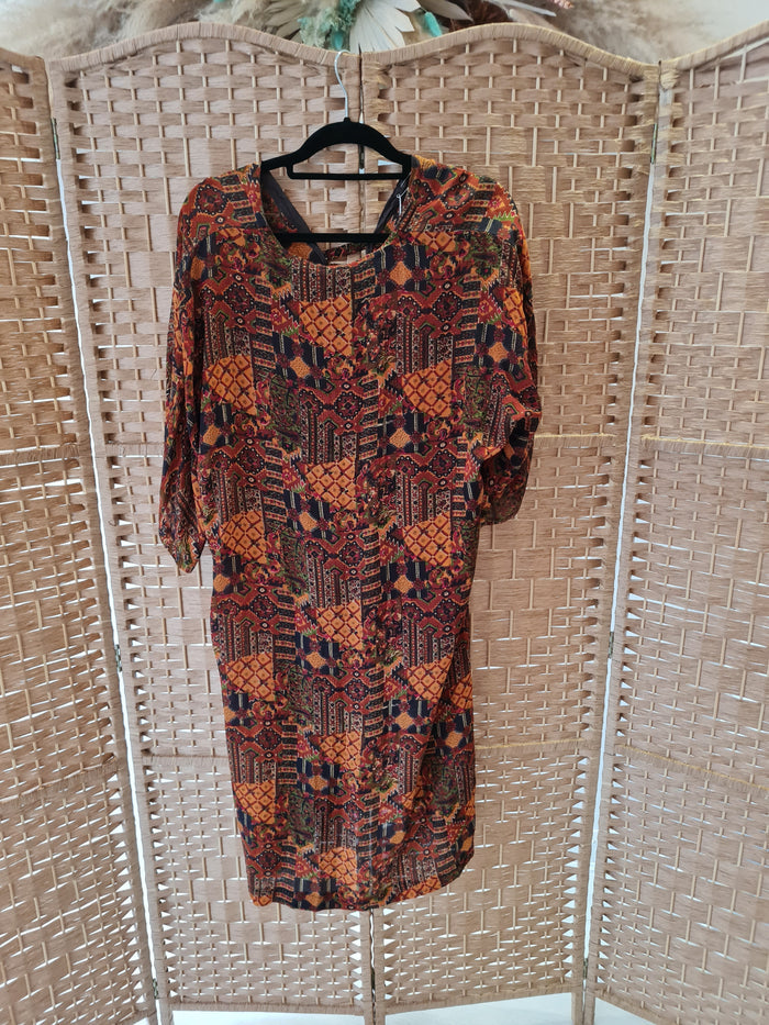 Boho Beach' Burnt orange semi sheer kaftan style 10-16