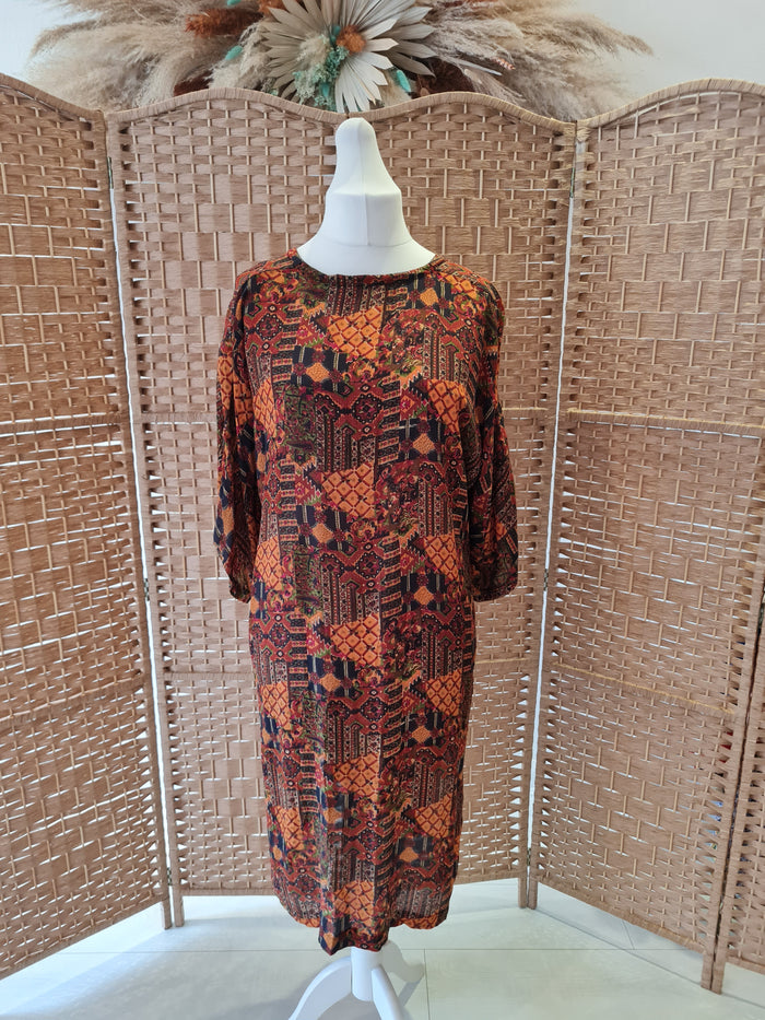 Boho Beach' Burnt orange semi sheer kaftan style 10-16