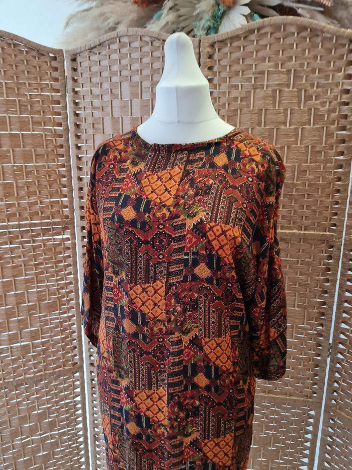 Boho Beach' Burnt orange semi sheer kaftan style 10-16