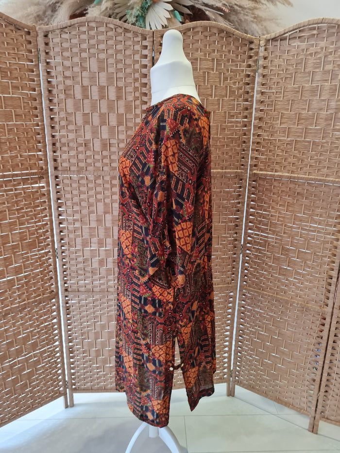 Boho Beach' Burnt orange semi sheer kaftan style 10-16