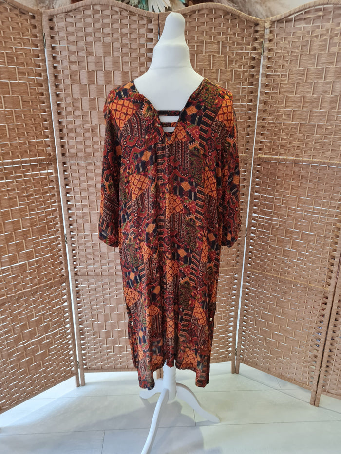 Boho Beach' Burnt orange semi sheer kaftan style 10-16