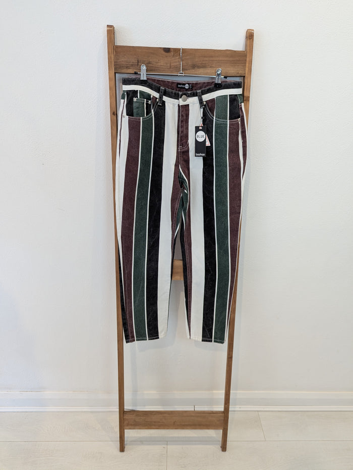 BooHoo Stripe Jeans 12 NWT