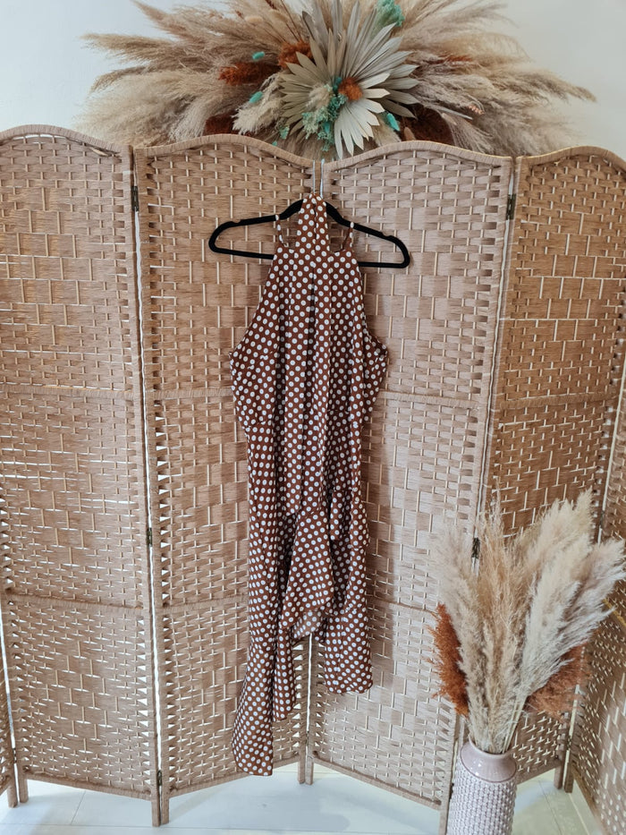 Brown Spot Halter Dress Size 10/12