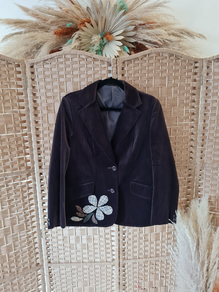 Brown Velvet applique Blazer S/M