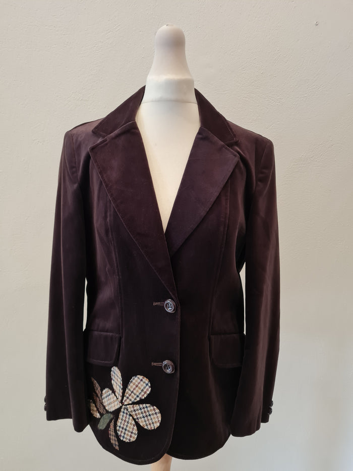 Brown Velvet applique Blazer S/M