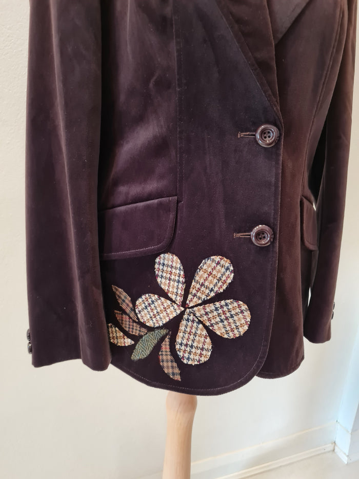 Brown Velvet applique Blazer S/M