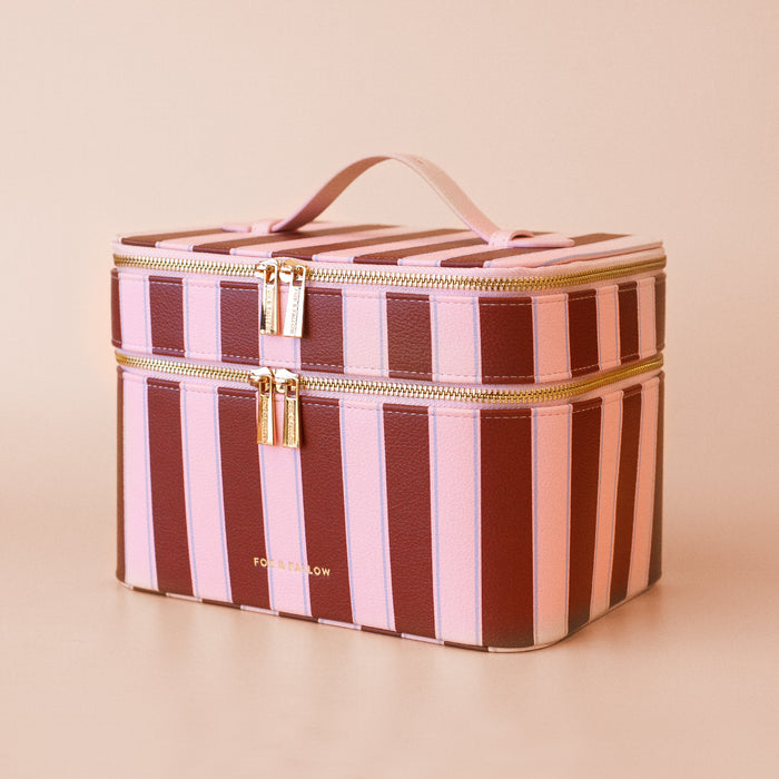 Burgundy Stripe Vanity Case - 'The Classic' - SECONDS