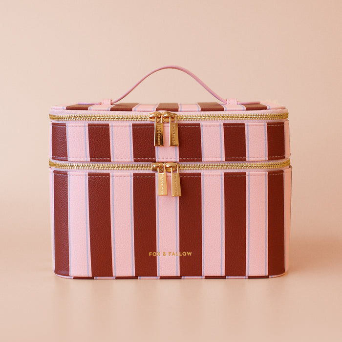 Burgundy Stripe Vanity Case - 'The Classic' - SECONDS