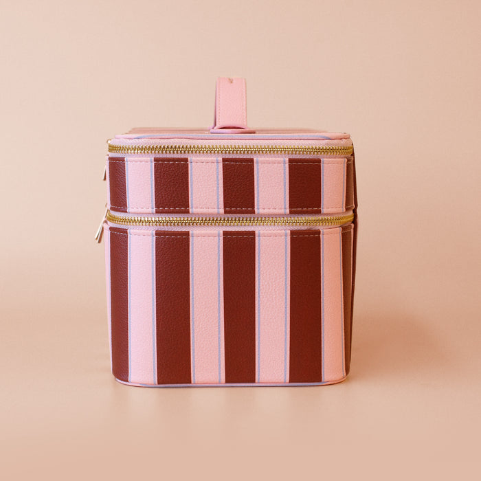Burgundy Stripe Vanity Case - 'The Classic' - SECONDS