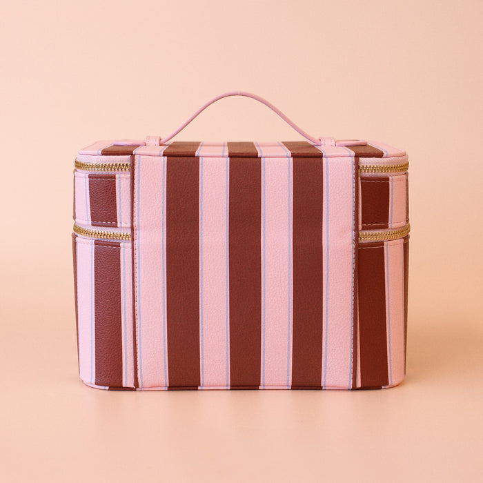 Burgundy Stripe Vanity Case - 'The Classic' - SECONDS