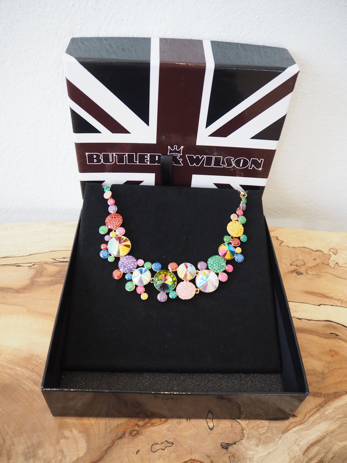 Butler & Wilson Gold Multi Colour Disc Necklace