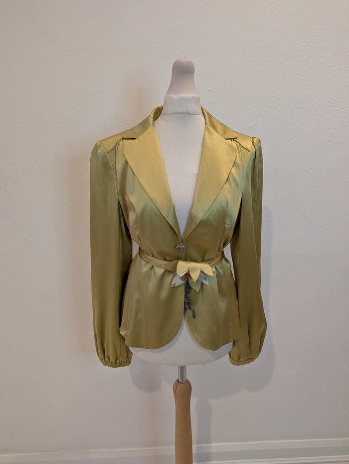 By Groth lime silk jacket M