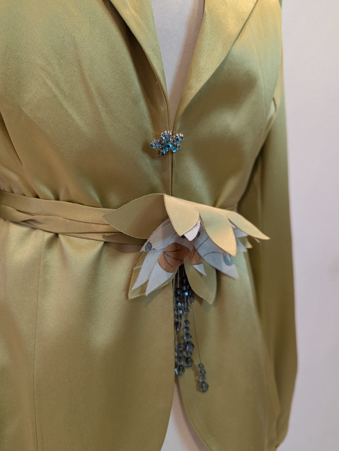 By Groth lime silk jacket M