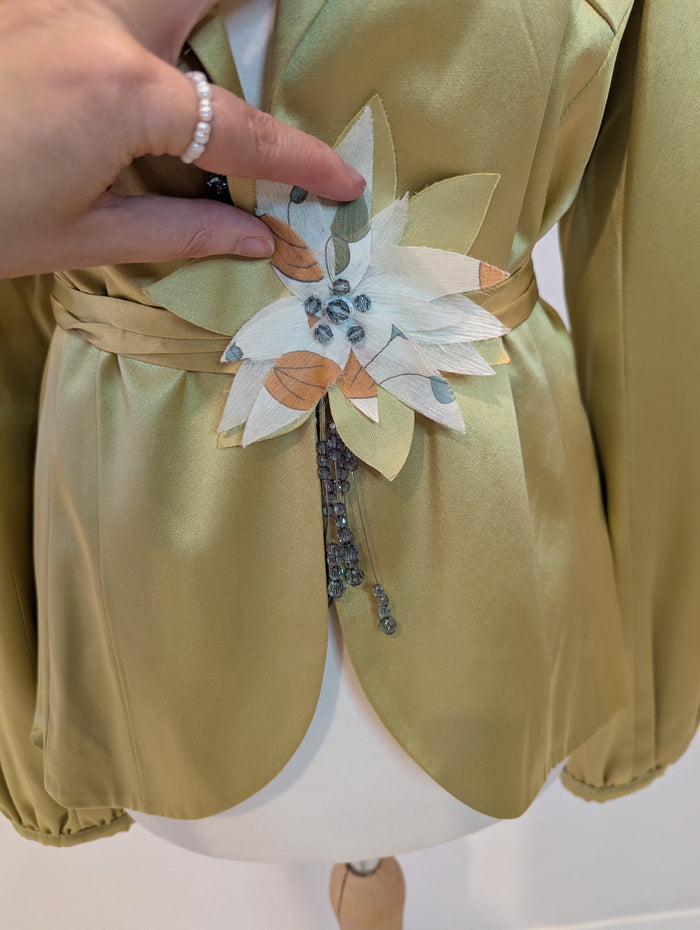 By Groth lime silk jacket M
