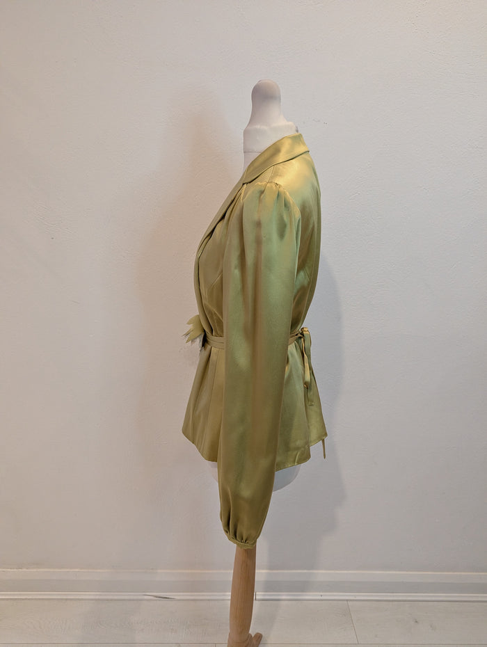 By Groth lime silk jacket M