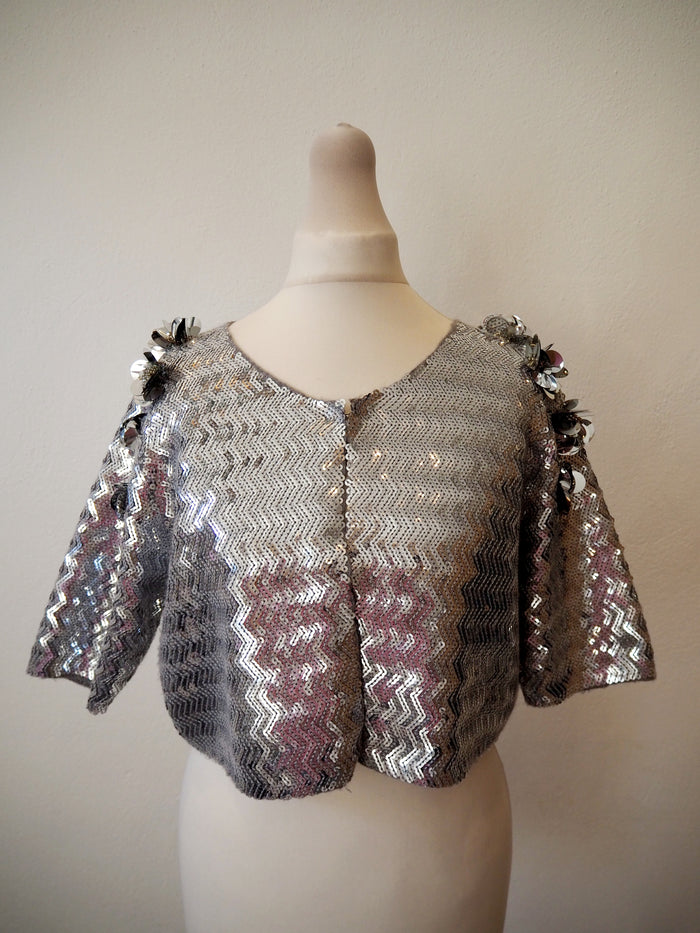 By Malene Birger silver sequin embellished bolero L