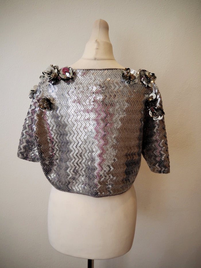 By Malene Birger silver sequin embellished bolero L