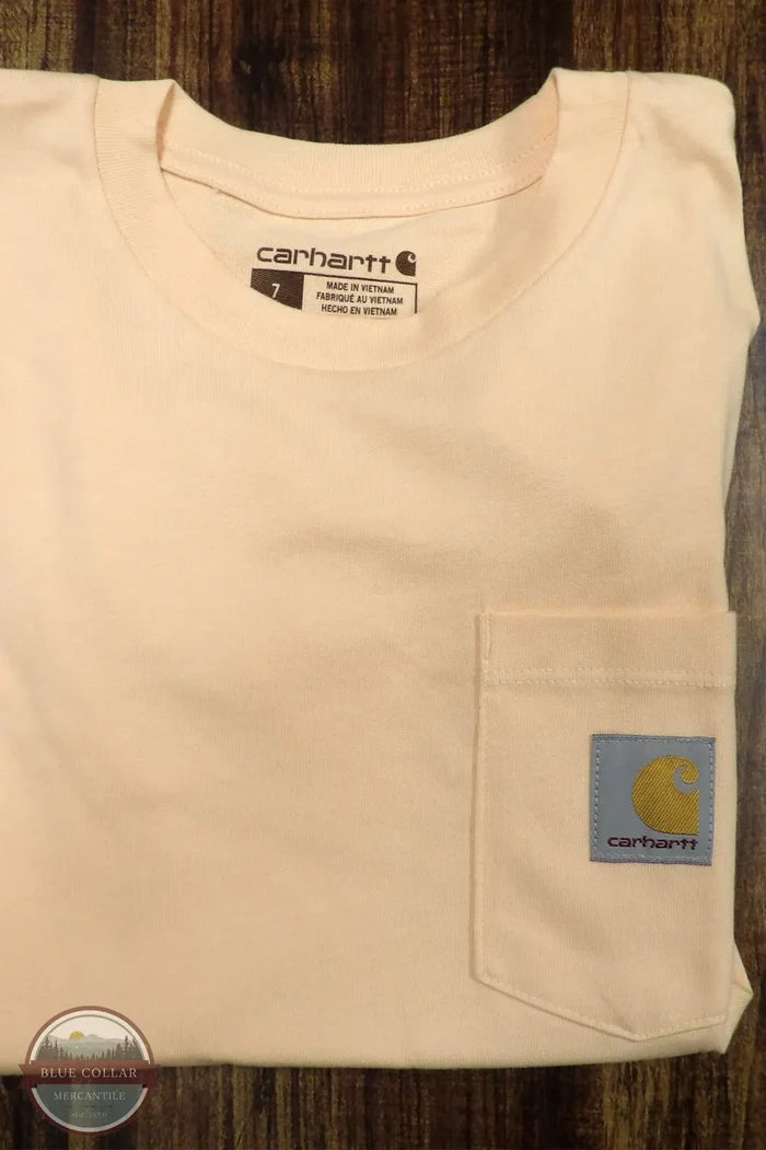 Carhartt CA6788 Kids Short Sleeve Pocket T-Shirt in bleached apricot color