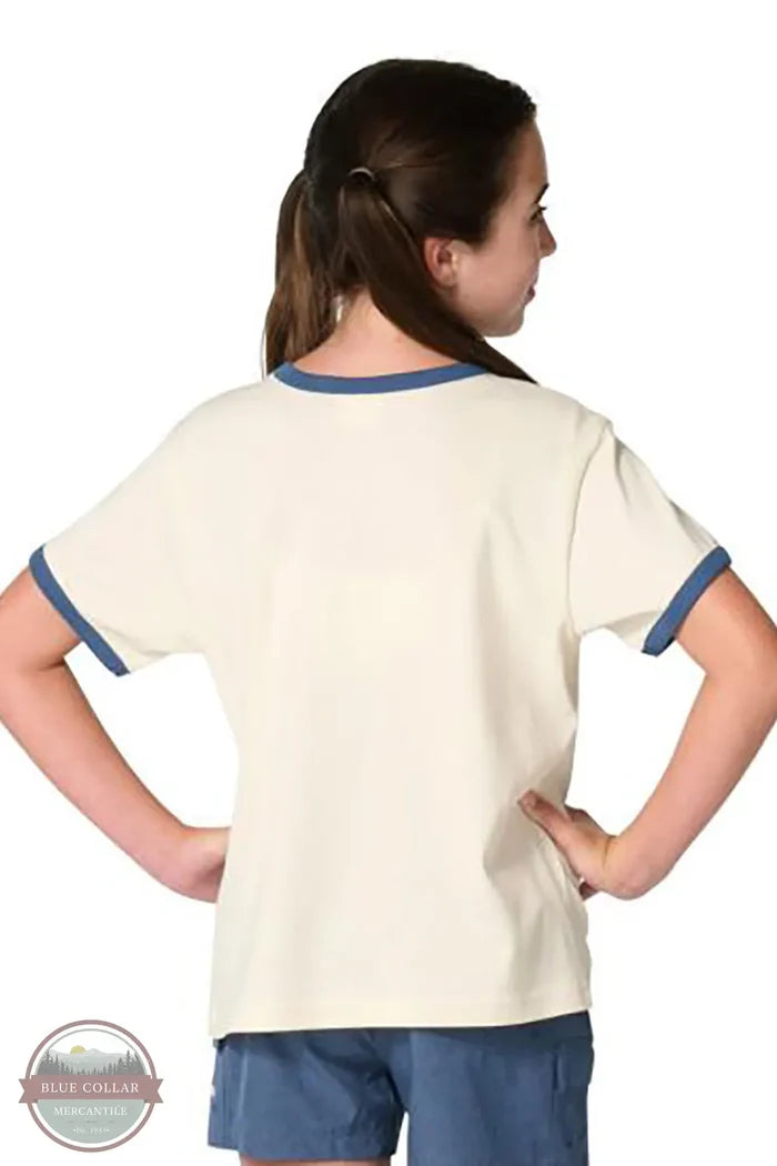 Carhartt CA7169-CA35 Girls Short Sleeve Floral Logo Ringer T-Shirt in Cream back view
