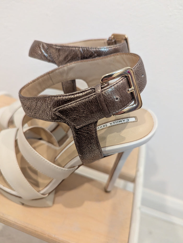 Camilla Skovgaard White Strappy Heels 6