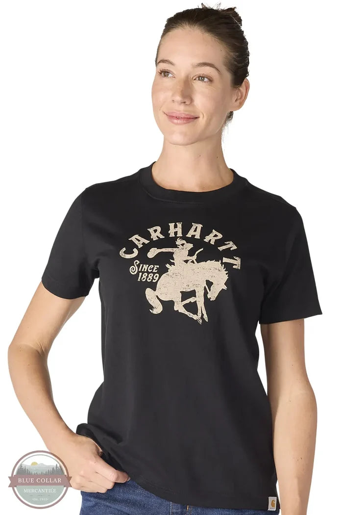 Carhartt 107385 Women's Irvine Horse T-Shirt | Relaxed Fit full front model in black