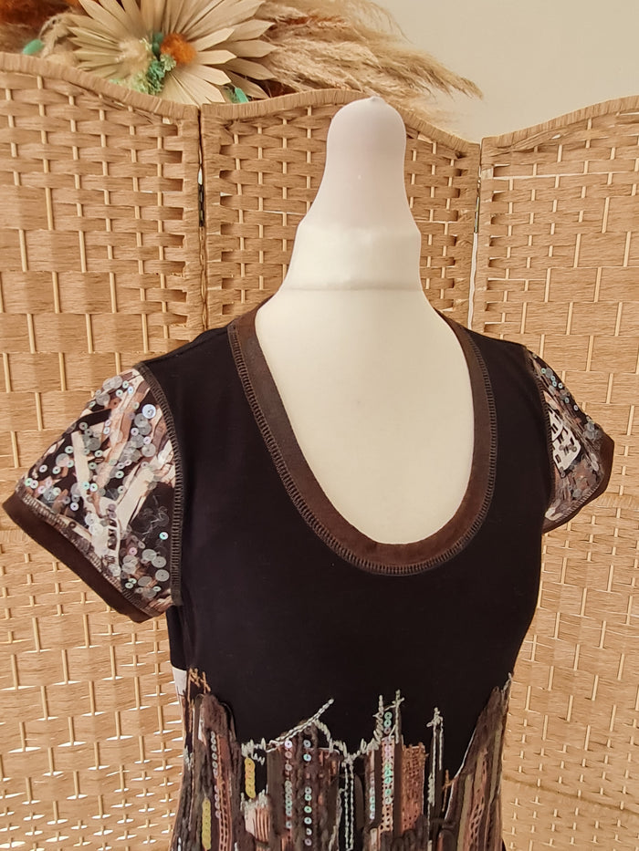 Carl O Pik brown print dress 12