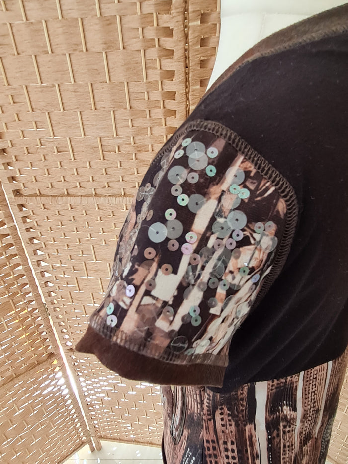 Carl O Pik brown print dress 12