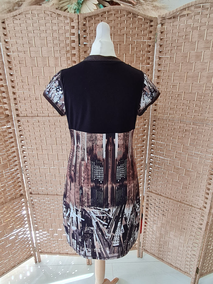 Carl O Pik brown print dress 12