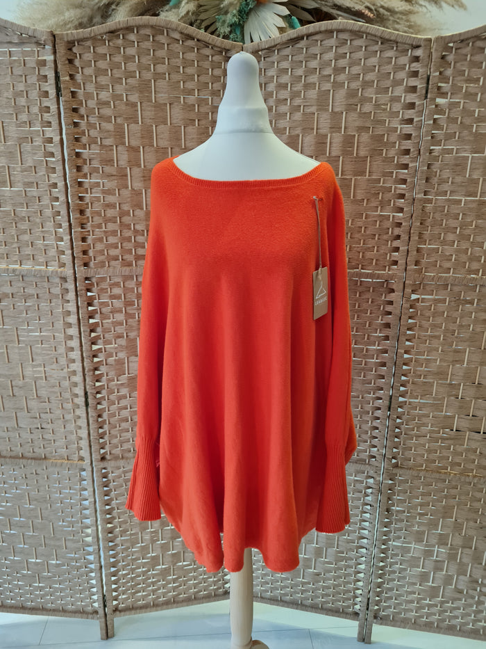 Cashmere blend oversized knit in orange