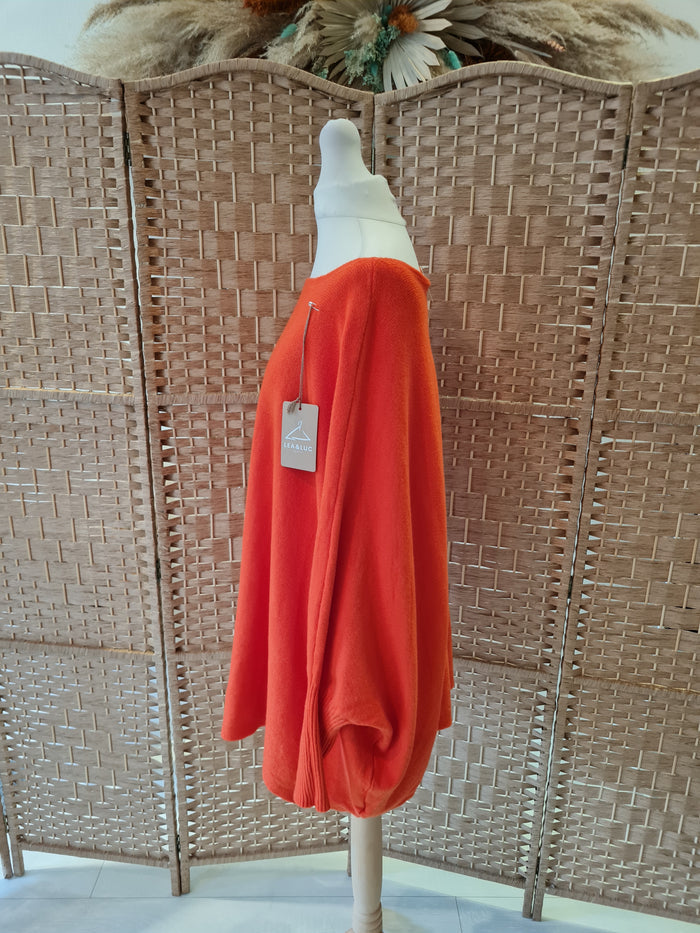 Cashmere blend oversized knit in orange